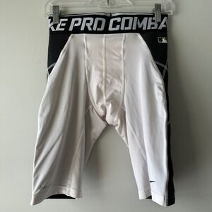Nike Pro Combat Youth Baseball Compression Tights Dri Fit White Black Medium